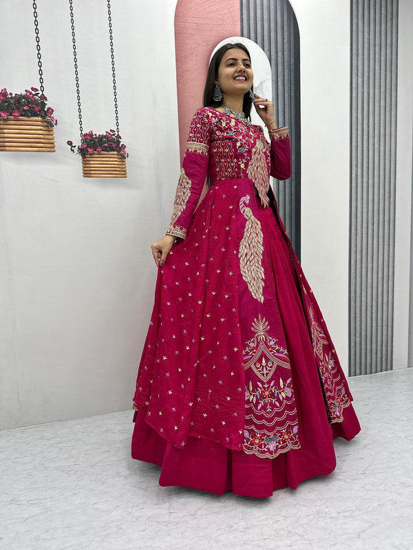 Elegant Embroidered Floor-Length Anarkali Dress