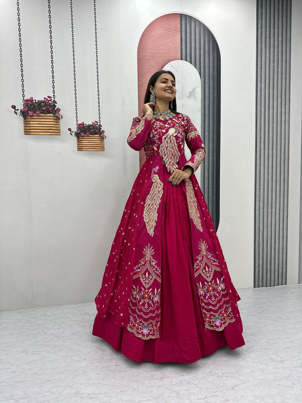Elegant Embroidered Floor-Length Anarkali Dress